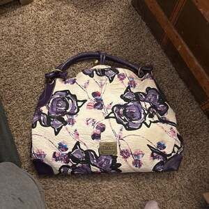 Vintage Dolce & Gabbana D&G Purple Floral Rose Satchel Handbag